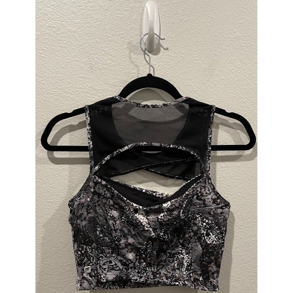 FABLETICS Black Marble Long Line Sports Keyhole Metallic Sports Bra And Legging - Picture 6 of 10